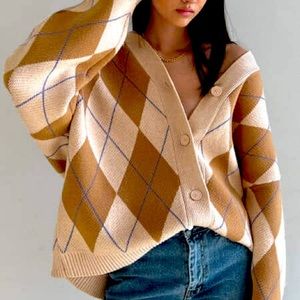 Oak + Fort Oversized Argyle Cardigan